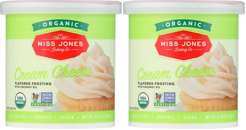 Vista 10 de Miss Jones Baking Crema de mantequilla orgánica para hornear, perfecta para glaseado y decoración, vegana: Queso crema (Paquete de 6)