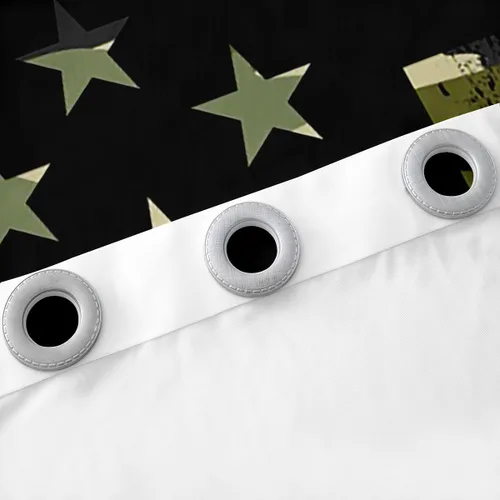 Vista 5 de Cortinas opacas de camuflaje con bandera estadounidense, regalo para niños, cortina de ventana de camuflaje verde con rayas negras, estrellas