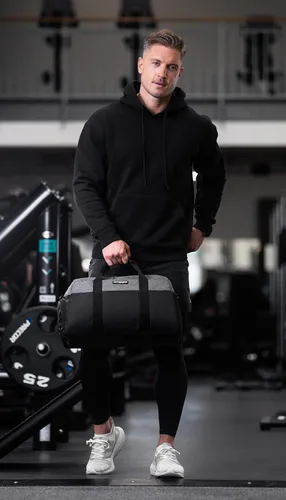 Vista 2 de Fitgriff Bolsa de gimnasio V2 para hombres y mujeres con compartimento para zapatos y artículos húmedos, bolsa de lona para viajes, deportes