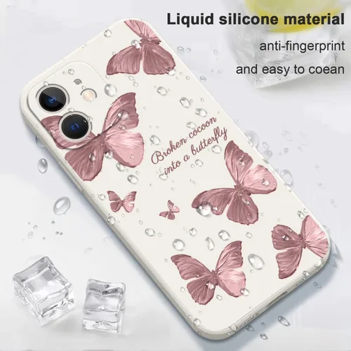Vista 6 de LEECG Funda para iPhone 12 Mini, diseño creativo con estampado floral de mariposa de astronauta, funda antiarañazos de microfibra suave, funda