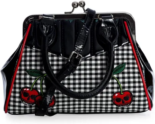 Vista 5 de Lost Queen Rockabilly Cherry Skulls - Bolso retro Kisslock para mujer