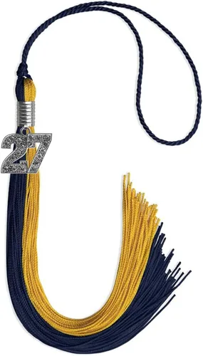 Vista 40 de Endea Graduation Borla de doble color con dije de plata brillante (negro/oro antiguo, 2025)
