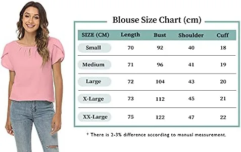 Vista 4 de Blusas de trabajo para mujer, plisadas, manga casquillo, blusa de gasa con agujero de cerradura, blusa casual de negocios, Varios