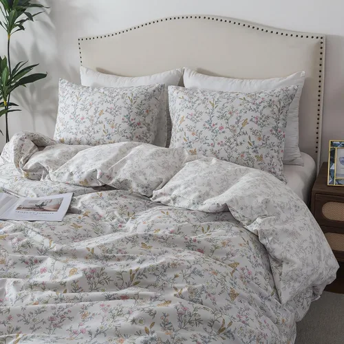 Vista 79 de HoneiLife Juegos de Fundas de Edredón Twin - Funda de Edredón Floral 100% Algodón, Juego de Ropa de Cama Transpirable de 2 Piezas con Cierre