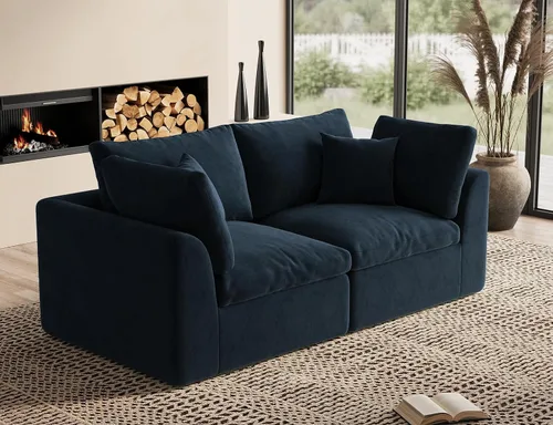 Vista 9 de ohllob Sofás seccionales Cloud de 110 pulgadas para sala de estar, sofá deshuesado en forma de L con otomana, sofá modular de 3 plazas, color negro