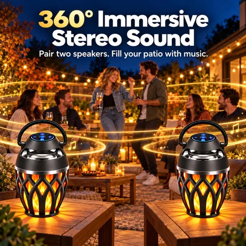Vista 2 de Altavoces para exteriores Bluetooth con luz, IP5X impermeable