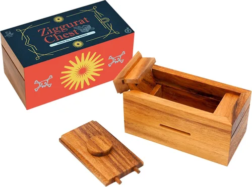 Vista 12 de BSIRI Canopic Chest Challenging Brain Teaser Rompecabezas de madera para la mente y uso como joyería de almacenamiento de dinero, rompecabezas 3D