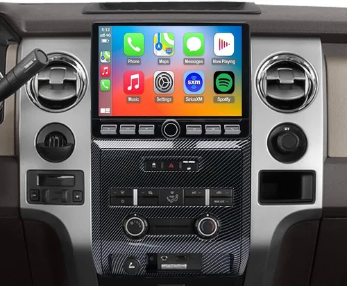 Vista 2 de QLED Radio para Ford F150 2009 2010 2011 2012, 2013 2014 STX XL actualización, estilo de fibra de carbono, reemplazo estéreo de pantalla táctil de 8