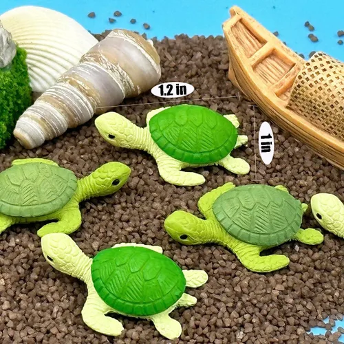 Vista 3 de Suartus Mini tortuga verde – 20 piezas de resina miniatura de tortuga marina figuras de tortugas tortugas figuras miniatura animales del océano