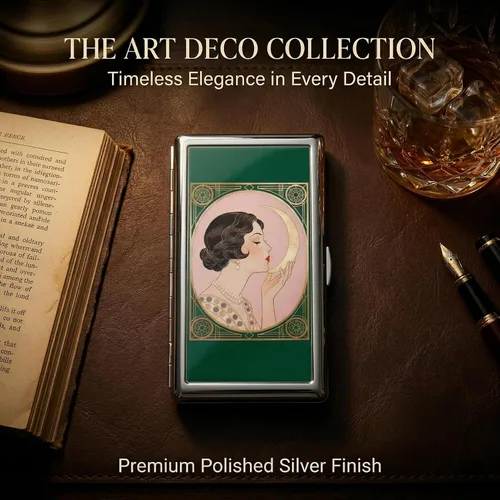 Vista 4 de Vintage Art Deco - Funda versátil para tarjetas y efectivo, cartera delgada de metal para mujeres y hombres, tarjetas de visita de identificación