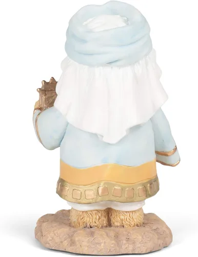 Vista 5 de Roman Peluche apreciado, oso rey con turbante, figura de pesebre, 4 pulgadas de alto, resina y wollastonita, duradero, decoración coleccionable