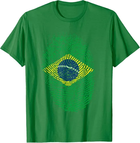 Vista 34 de Camiseta patriótica de la bandera brasileña con huella dactilar Asphalt Grey