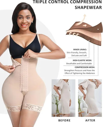 Vista 2 de Fajas colombianas moldeadoras para mujer, control de abdomen, poscirugía, compresión posparto, moldeador corporal