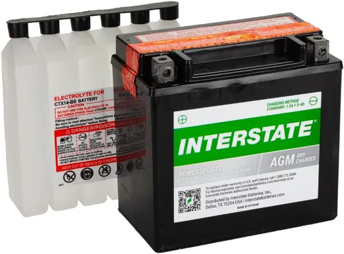 Vista 5 de Interstate Batteries YTX14-BS - Batería de 12 V y 12 Ah para deportes motorizados, 200CCA AGM, repuesto recargable para motocicletas, cuatrimotos