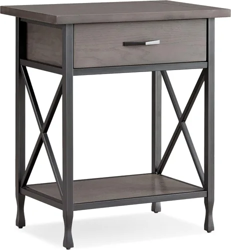 Vista 11 de Leick Home 23400 Chisel & Forge - Escritorio para computadora con cajón frontal para teclado, gris ahumado y negro mate