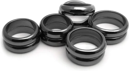 Vista 53 de Morchic - Anillos unisex de piedras de hematita, para equilibrar ansiedad, chakra raíz, (paquete de tamaños mixtos)