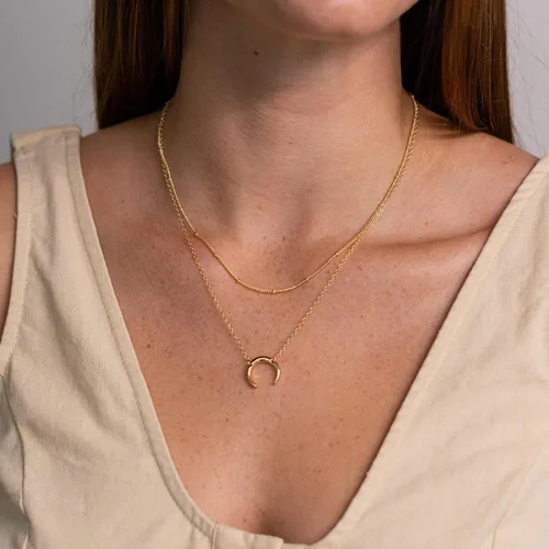 Vista 3 de Ava Riley Delicado collar de oro para mujer, gargantilla en capas para mujer, collar largo de plata de oro de 14 quilates