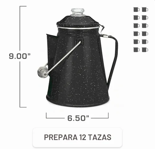 Vista 4 de COLETTI Juego Clásico de Cafetera Percoladora de Esmalte y Tazas — La Cafetera de Camping Más Nostálgica, Ahora Modernizada
