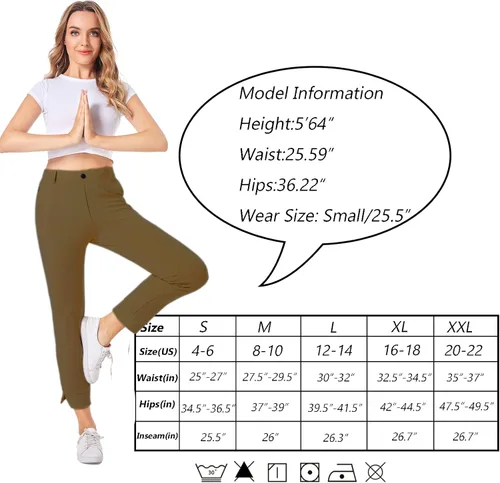 Vista 6 de HARTPOR Women's Golf Yoga Pants Stretchy with Belt Loop Slacks for Work Business with 3 Pockets