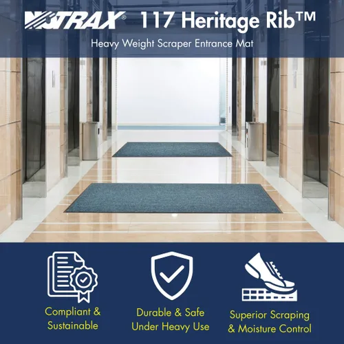 Vista 2 de Alfombrilla Notrax 117 Heritage Rib para vestíbulos y entradas en el interior, Marrón, 1