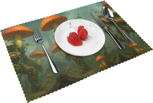 Vista 11 de Rectangular Placemats Set of 4, Heat Resistant Beach Sand Texture Printed Kitchen Dining Table Mats
