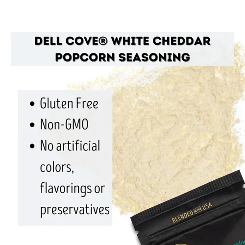 Vista 6 de Condimento para palomitas de maíz cheddar blanco, sin OMG y sin gluten, vegetariano, palomitas gourmet reales, condimento de palomitas de maíz bajas