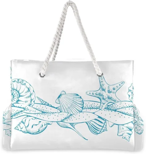 Vista 2 de senya Bolsas de playa grandes de lona, bolsa de hombro, Sealives, Sea World, bolsas resistentes al agua para gimnasio, viajes diarios