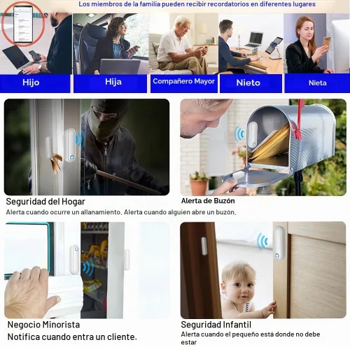 Vista 3 de Buscapersonas para Cuidadores con WiFi Alarmas de Puerta para Pacientes con Demencia con Aplicación para Teléfono, Alarma de Sensor de Puerta