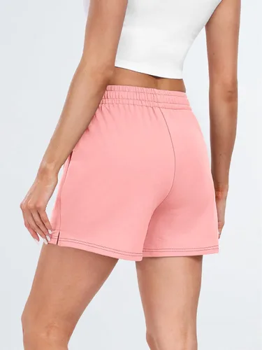 Vista 31 de AUTOMET Pantalones cortos deportivos para mujer, estilo casual, con cordón, cómodos, elásticos, de cintura alta, con bolsillos