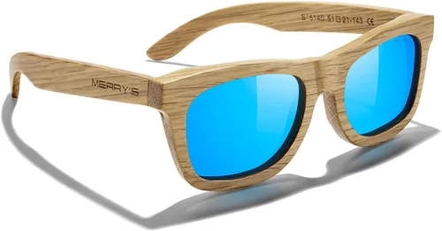 Vista 5 de MERRY'S Gafas de sol polarizadas de madera para hombre 100% UV vintage Eyewear S5140
