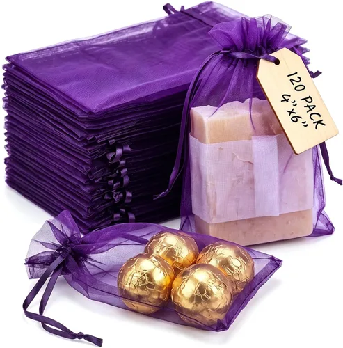 Vista 9 de VGOODALL 120 bolsas de regalo de organza negra, bolsas de regalo de malla de caramelo, bolsas de joyería para Navidad, suministros de fiesta de boda