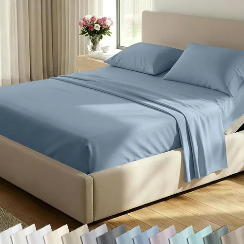 Vista 64 de California Design Den Juego de sábanas de lujo tamaño King - 100% algodón, 600 número de hilos, sábanas King de bolsillo profundo, ropa de cama