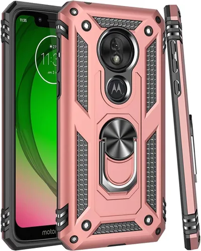 Vista 8 de Funda para Moto G7 Play & Optimo, soporte magnético de anillo de coche de grado militar Kickstand Defender Funda protectora para Motorola Moto G7