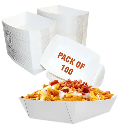 Vista 8 de Bandejas de papel kraft natural de 2 lb - Paquete de 100