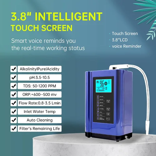 Vista 4 de Ionizador de agua alcalina, hasta -500 mV ORP, máquina purificadora de agua con pH 3.5-10.5, filtro de agua alcalina para el hogar con 7 ajustes