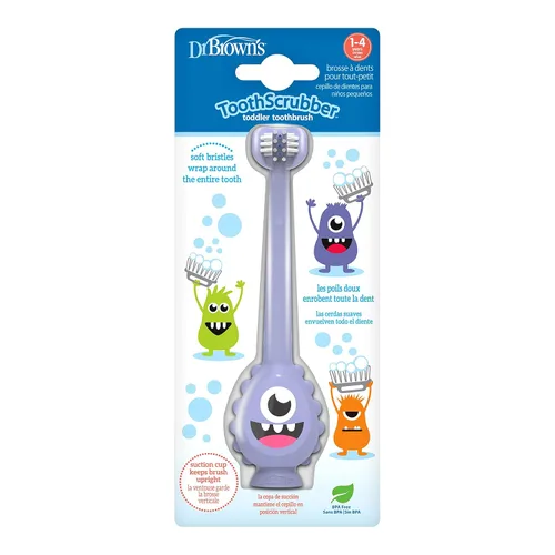 Vista 9 de Dr. Brown's ToothScrubber Cepillo de dientes para niños pequeños, monstruo y cocodrilo, paquete de 2