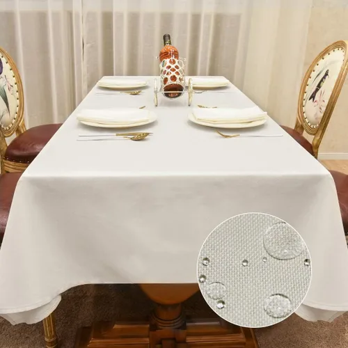 Vista 39 de BALCONY & FALCON Mantel Rectangular de Lino Sintético Impermeable Lavable Limpiable Cubierta de Mesa para Decoración de Mesa de Cocina Comedor