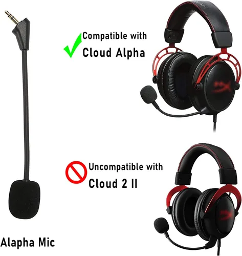 Vista 2 de LEFXMOPHY Cloud Alpha Mic Reemplazo para Kingston HyperX Cloud Alpha, Alpha S Auriculares para juegos, micrófono desmontable de 0.138 in