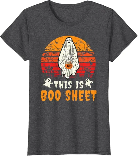 Vista 5 de Funny This Is Boo Sheet Spooky Ghost Halloween - Camiseta de disfraz de juego de palabras, Negro, S