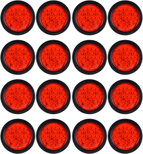 Vista 10 de Astra Depot Juego de 4 unids rojo 4 "redondo 12 LED Stop Running Luz trasera Ojal Plug para vehículo largo camión remolque