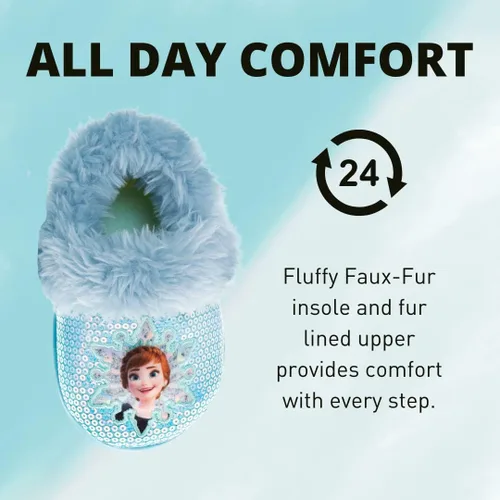 Vista 3 de Disney Frozen 2 Elsa and Anna - Pantuflas de felpa ligeras cálidas cómodas suaves y cómodas para la casa bebéniño pequeño