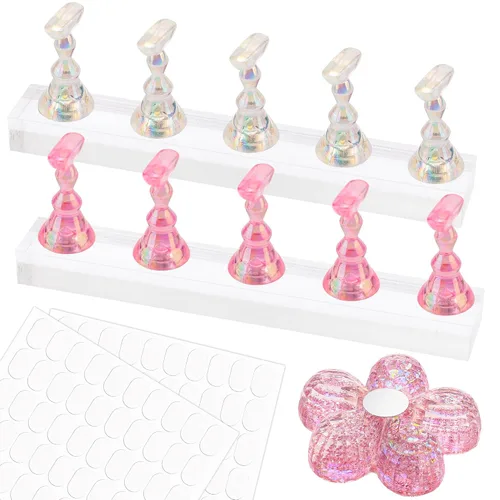 Vista 19 de Soporte de uñas para prensa, puntas de uñas magnéticas, soporte de uñas para pintar uñas, diseño de uñas postizas con masilla adhesiva reutilizable
