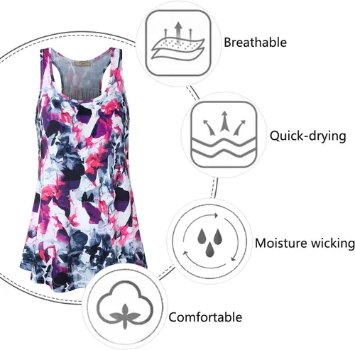 Vista 42 de Cestyle - Camiseta sin mangas para mujer, cuello redondo, corte holgado, para entrenamiento