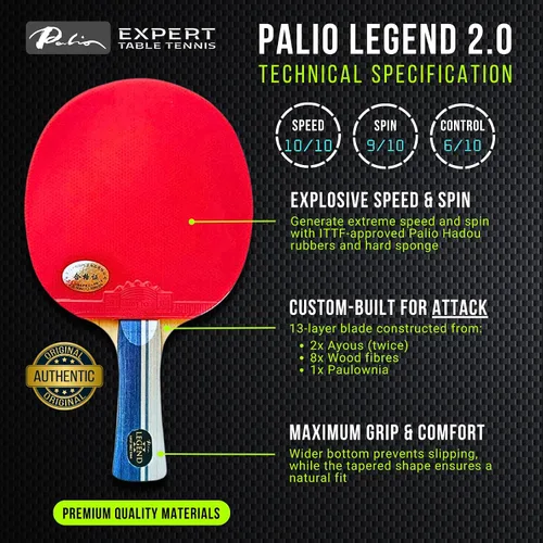 Vista 3 de Palio Legend 2 raqueta para tenis de mesa y estuche