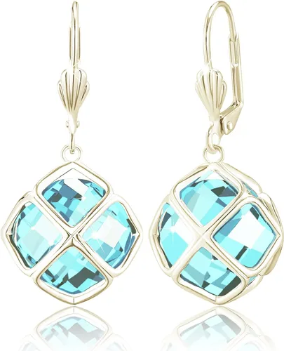 Vista 31 de Pendientes colgantes de cristal austriaco de 14MM para mujer, joyería chapada en oro de 14 quilates Apr-Diamante-Chapado en Oro de 14 K
