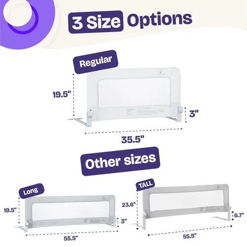 Vista 2 de ComfyBumpy - Barandal protector convertible para cuna, cama individual, doble, matrimonial, Queen y King Blanco