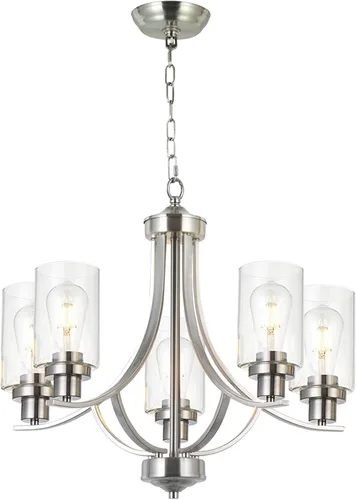 Vista 10 de MELUCEE - Candelabro de granja de 5 luces, bronce aceitado con cristal transparente