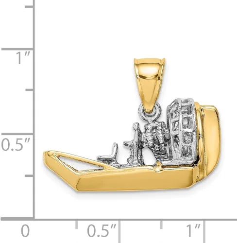 Vista 3 de Dije de aeronave 3-D chapado en rodio de 14k (L- 0.894 in, W- 1.093 in) Regalo para mujer, Metal, No es una piedra preciosa