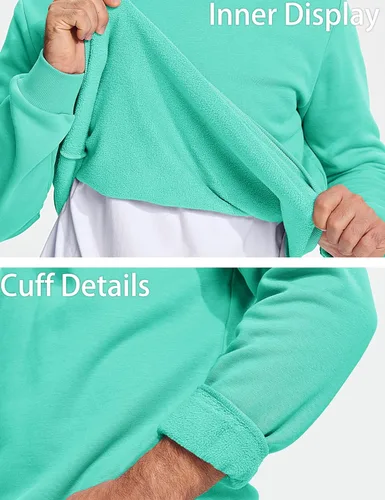 Vista 45 de MAGCOMSEN Sudadera de cuello redondo para hombre de manga larga casual cálida de forro polar