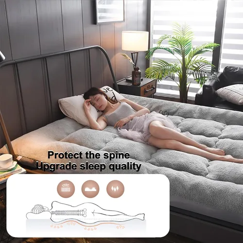 Vista 2 de Futon Furniture - Colchones tradicionales japoneses para futón, tapetes de cojín plegables de tatami, cama de dormir de 4 pulgadas de grosor
